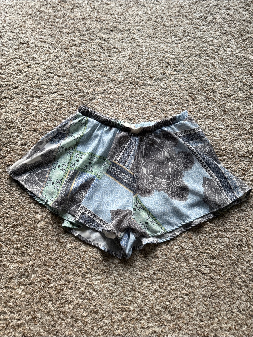 Altar'd State Light Blue and Mint Green Patterned flowy Shorts